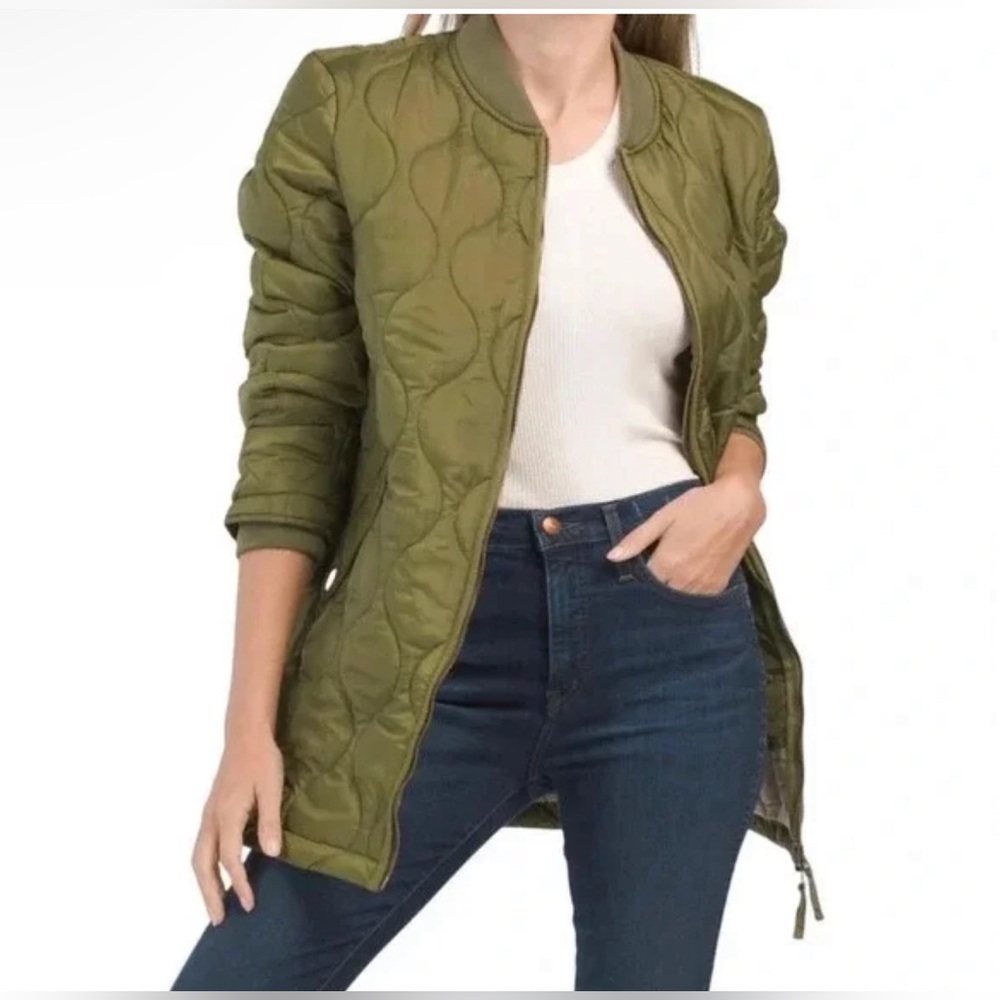 NWT Avec Les Filles Quilted Full Zip Bomber Jacket